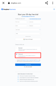 dropbox sign up